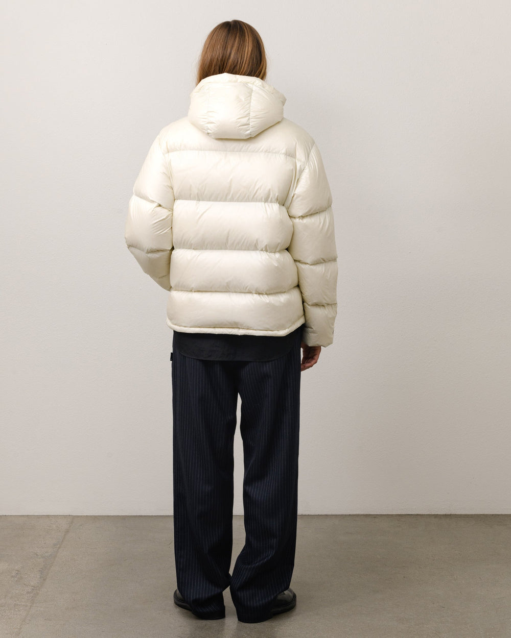 Micro Ripstop Down Parka Unisex Long Sleeve In Bone