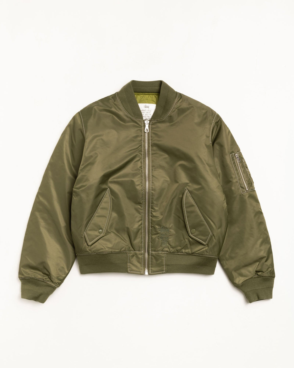 Built Bomber Jacket Mens Long Sleeve In Olive | hero:main:collection:shirts,tops-shirts,all,tees,outerwear,denim,knits,accessories,sunglasses,hoodies,sweats,mens-hoodies-sweatshirts,shorts,pants,bottoms | product-card-slider
