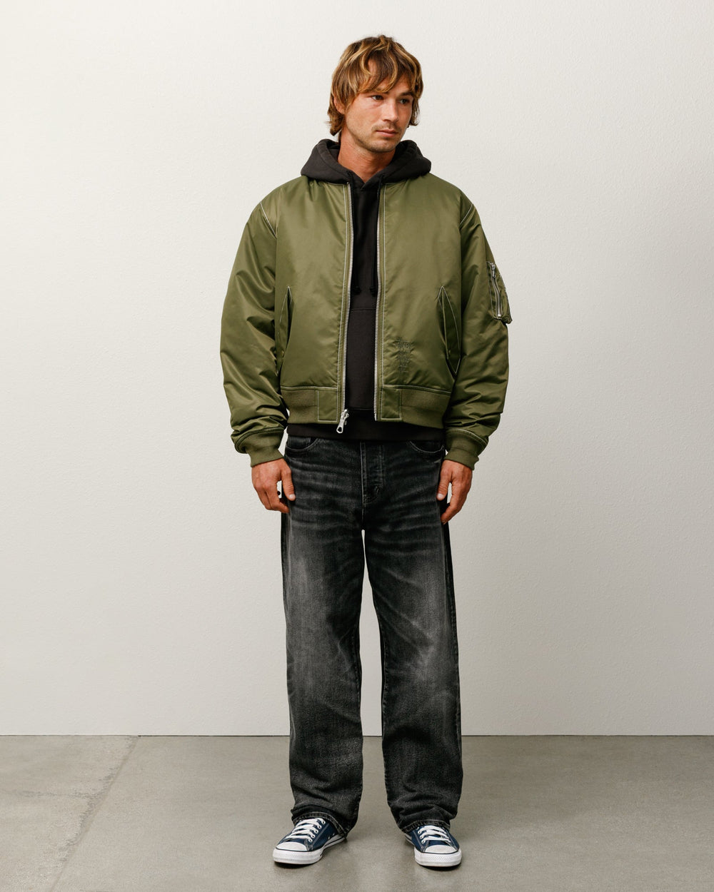 Built Bomber Jacket Mens Long Sleeve In Olive | product-card-slider