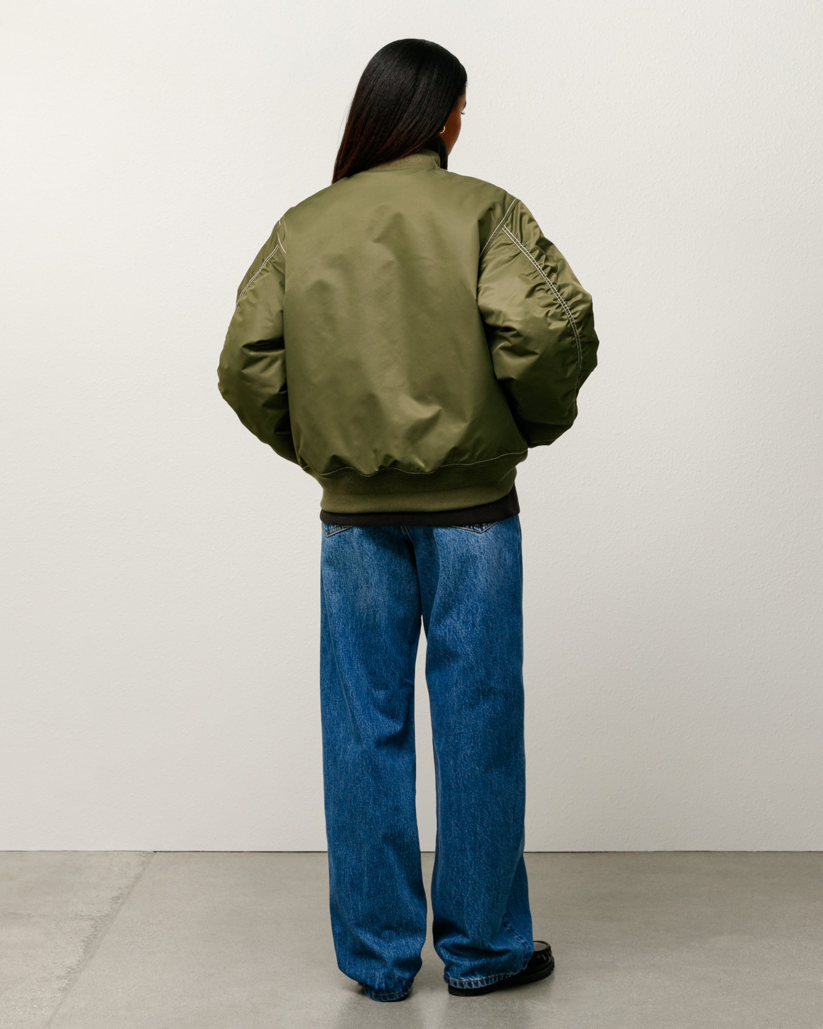 Built Bomber Jacket Mens Long Sleeve In Olive