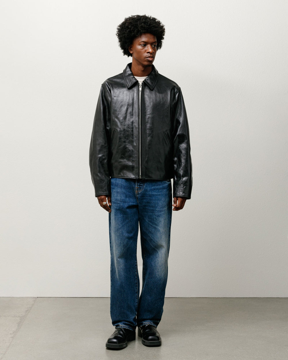 Garage Jacket Leather Mens Long Sleeve In Black | product-card-slider