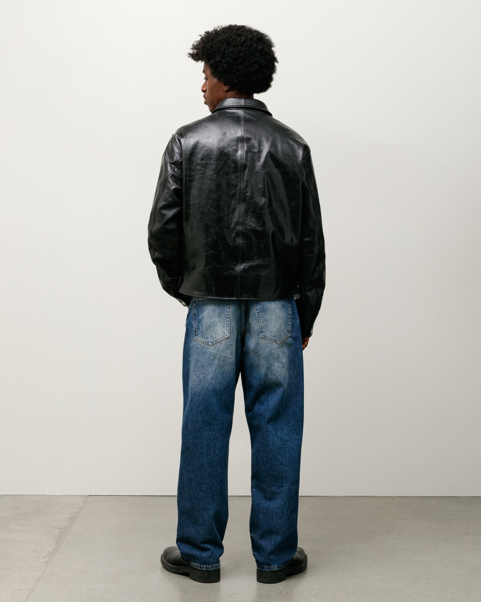 Garage Jacket Leather Mens Long Sleeve In Black