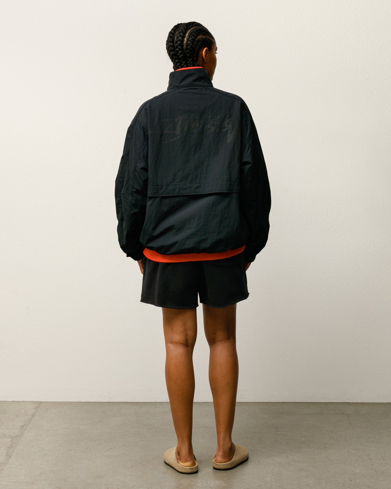 Lightweight Mock Jacket Mens Long Sleeve In Black