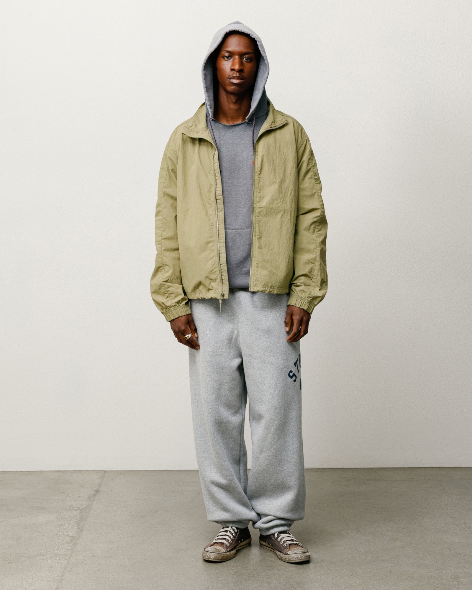 Lightweight Mock Jacket Unisex Long Sleeve In Khaki | product-card-slider
