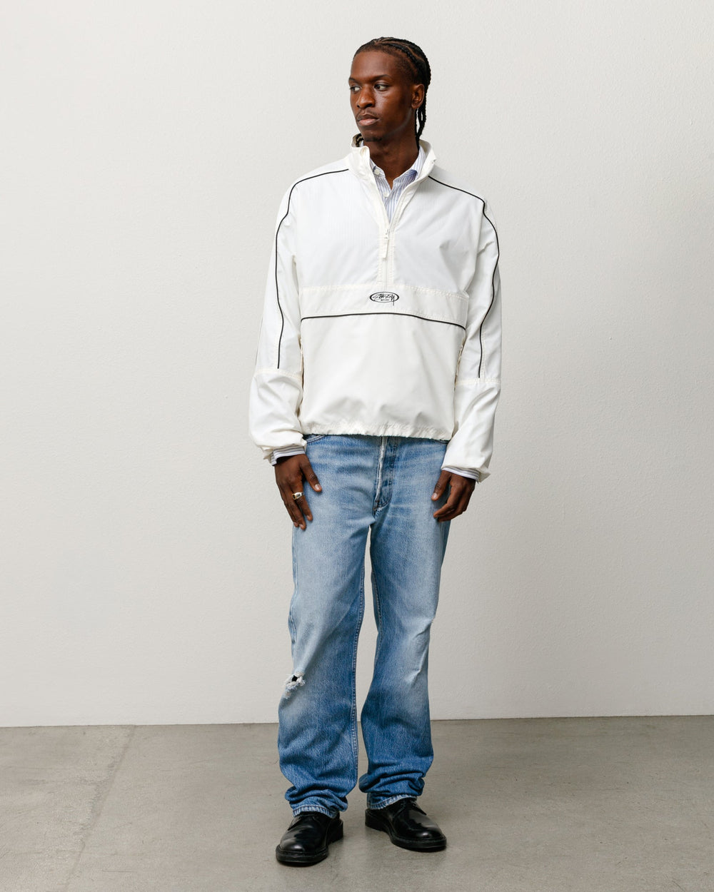 Lightweight Pullover Jacket Unisex Long Sleeve In White | product-card-slider