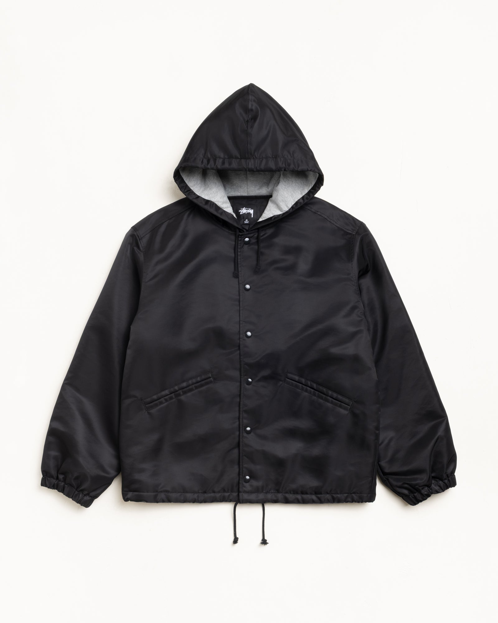 Hooded Coaches Jacket Mens Long Sleeve In Black