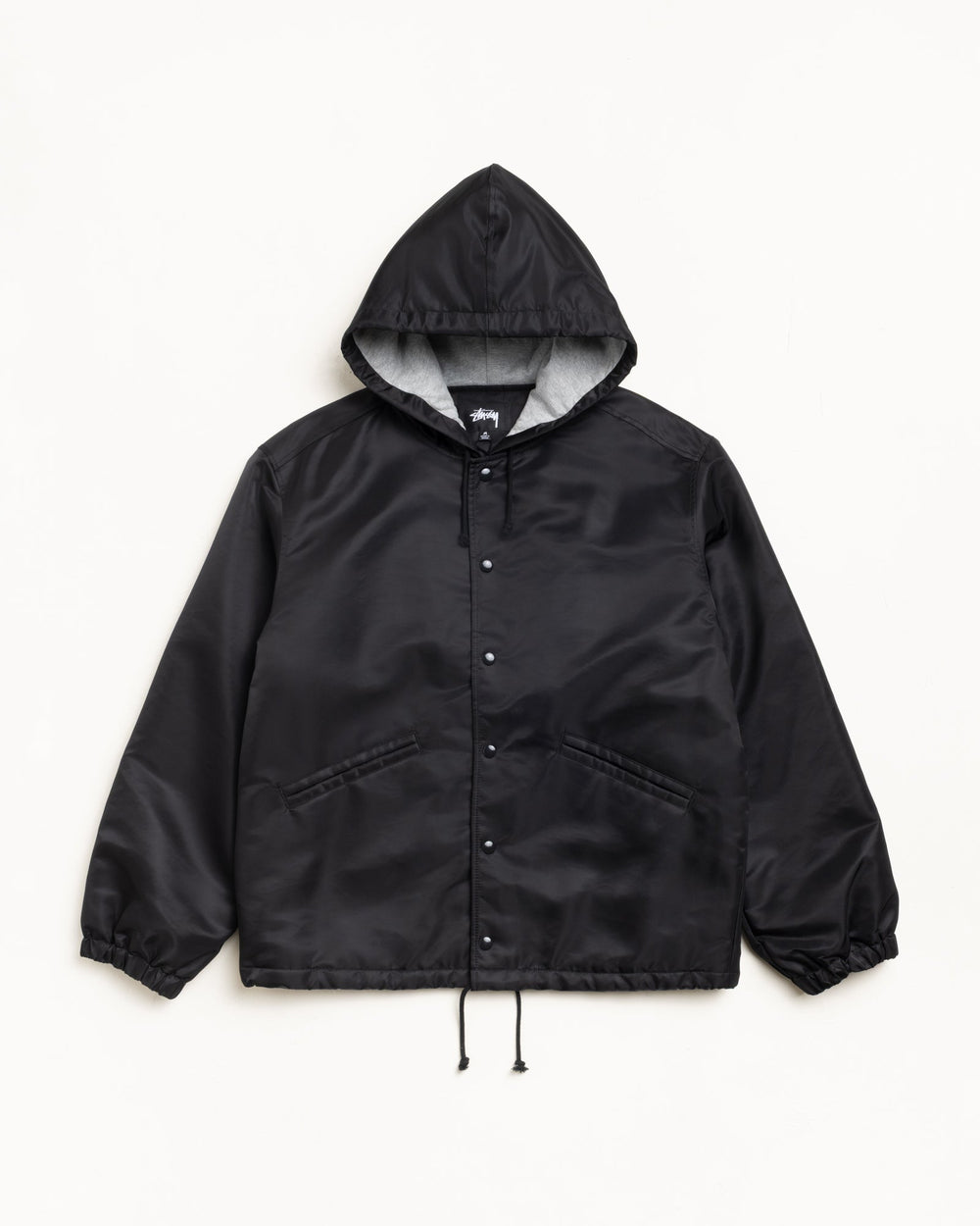 Hooded Coaches Jacket Mens Long Sleeve In Black