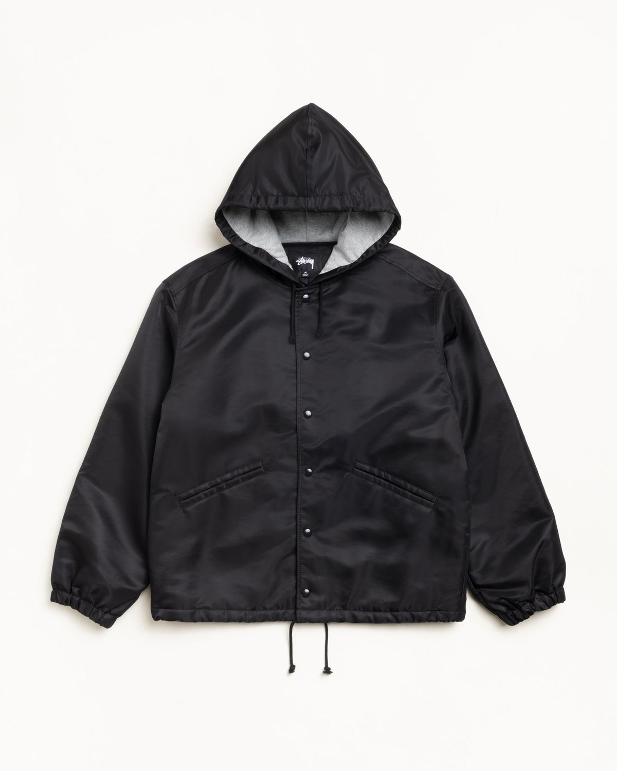 Hooded Coaches Jacket Mens Long Sleeve In Black
