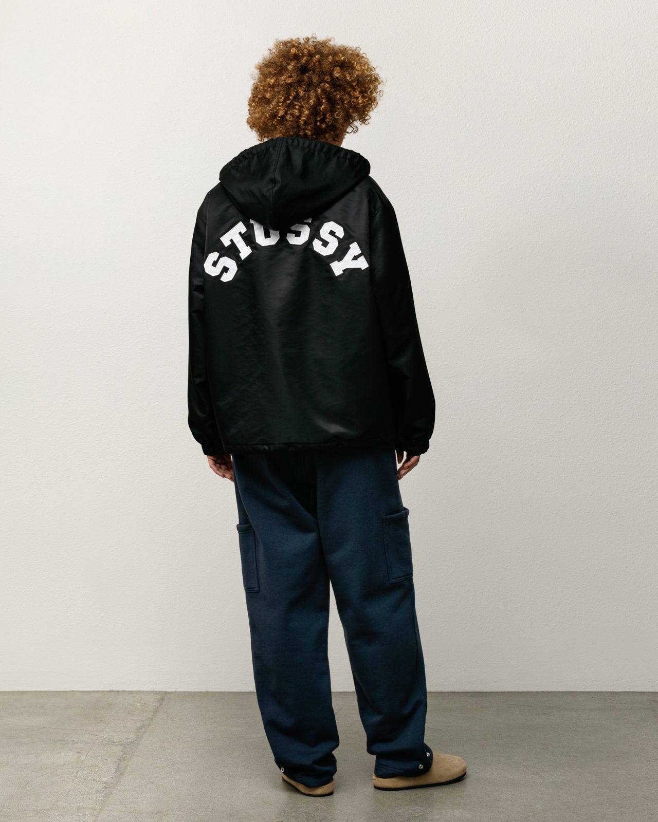 Hooded Coaches Jacket Mens Long Sleeve In Black