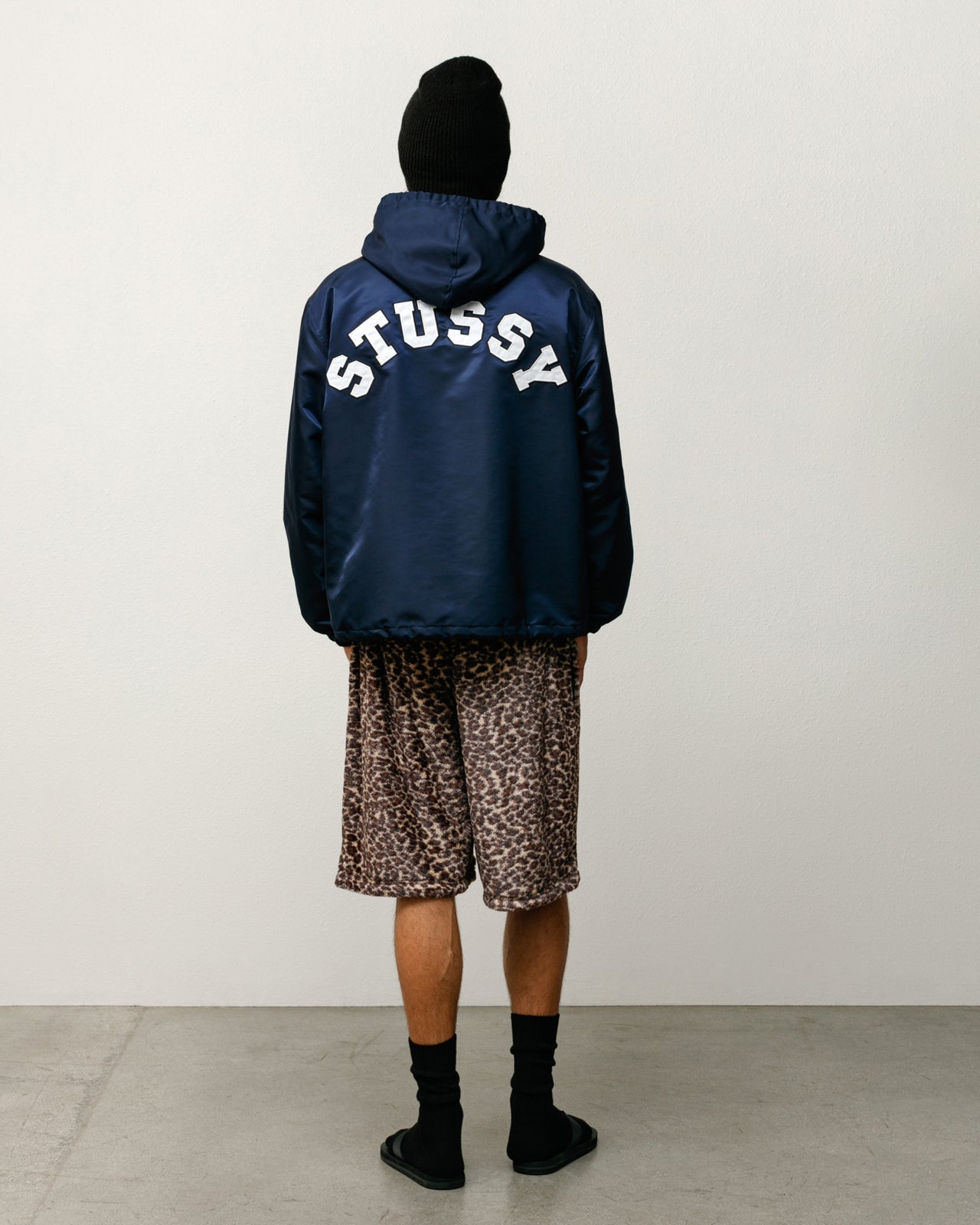 Hooded Coaches Jacket Mens Long Sleeve In Navy