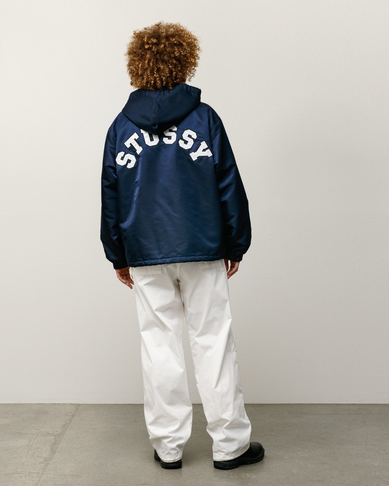 Hooded Coaches Jacket Mens Long Sleeve In Navy