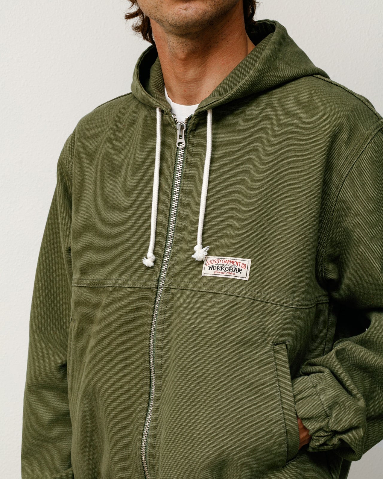 Work Jacket Unlined Canvas Mens Long Sleeve In Olive