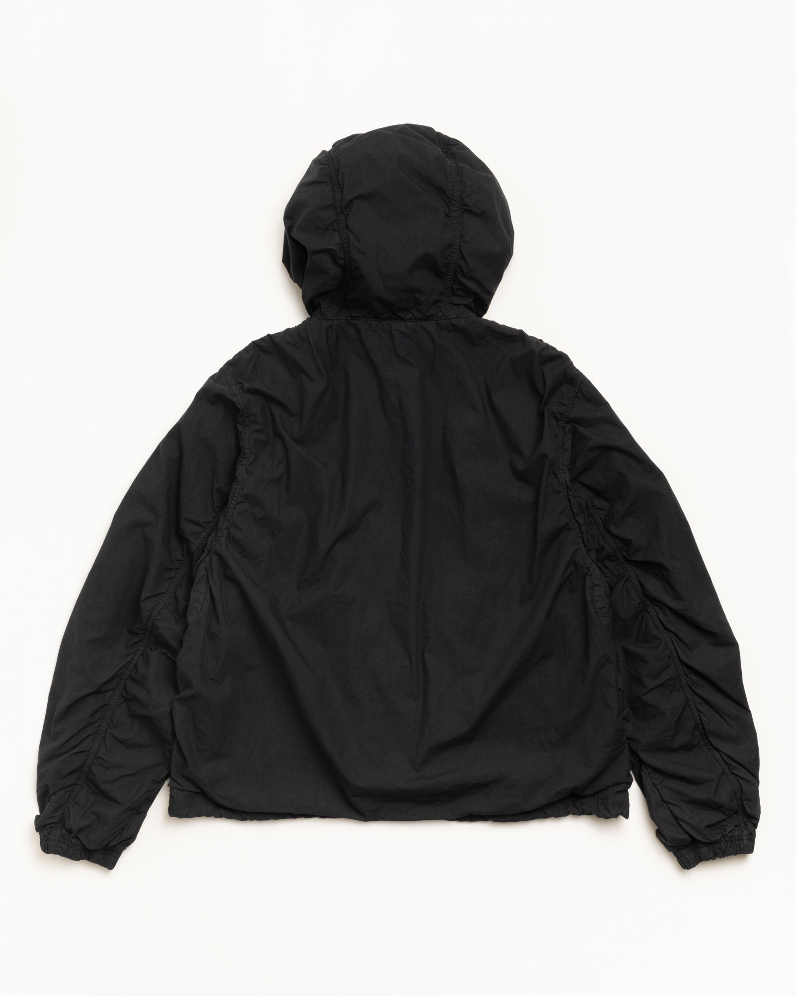 Double Cotton Hooded Jacket Mens Long Sleeve In Black