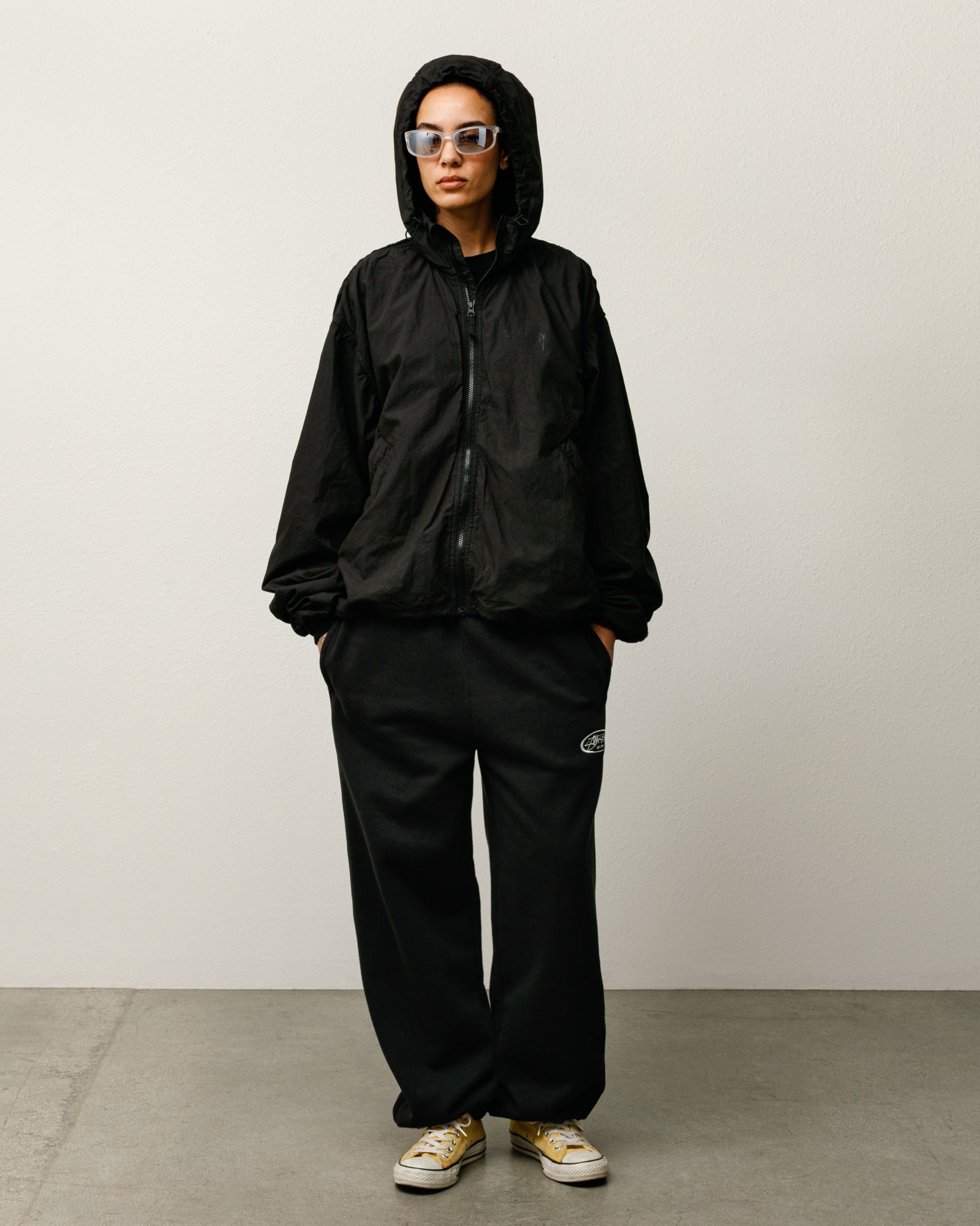 Double Cotton Hooded Jacket Mens Long Sleeve In Black | product-card-slider