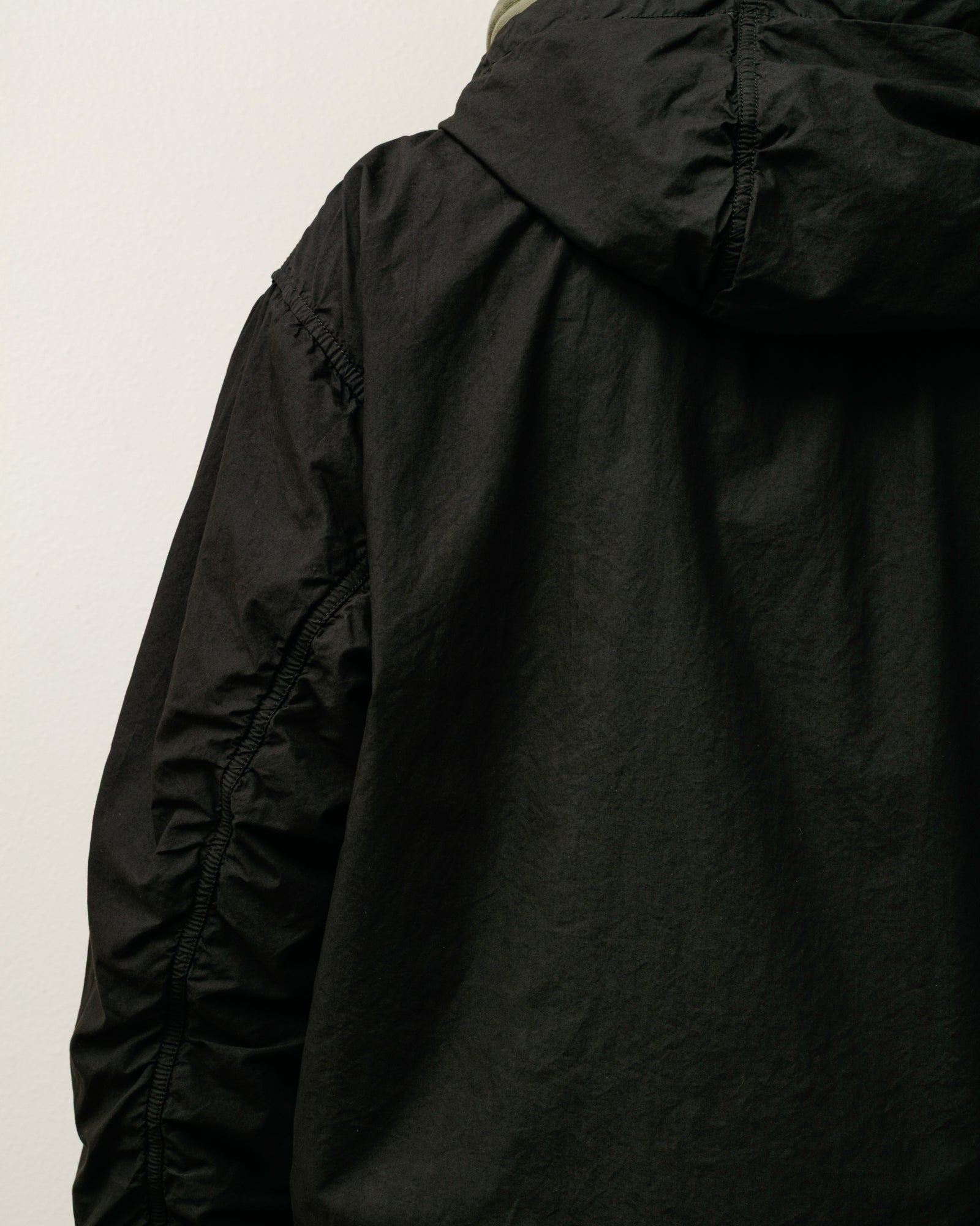 Double Cotton Hooded Jacket Mens Long Sleeve In Black