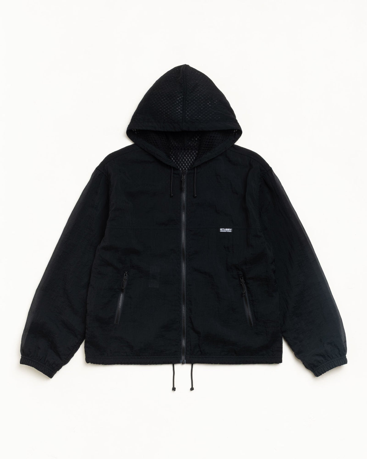 Layered Mesh Hooded Jacket Unisex Long Sleeve In Black | hero:main:collection:new-arrivals,shirts,tops-shirts,all,tees,outerwear,denim,knits,accessories,sunglasses,hoodies,sweats,mens-hoodies-sweatshirts,shorts,pants,bottoms,crew-sweats,zip-ups,swim,sweatpants, | product-card-slider
