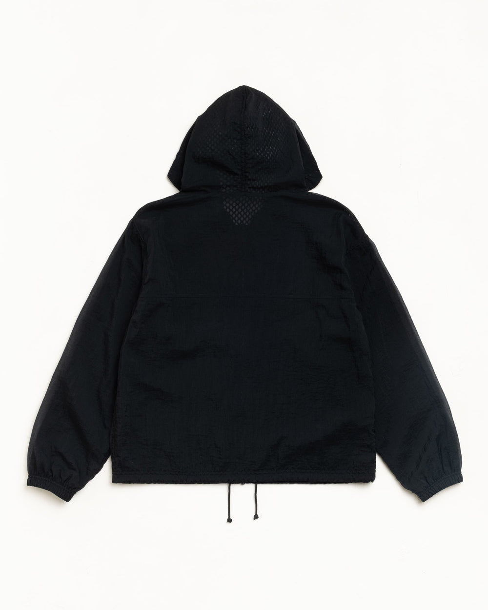 Layered Mesh Hooded Jacket Unisex Long Sleeve In Black