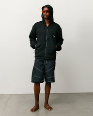 Layered Mesh Hooded Jacket Unisex Long Sleeve In Black
