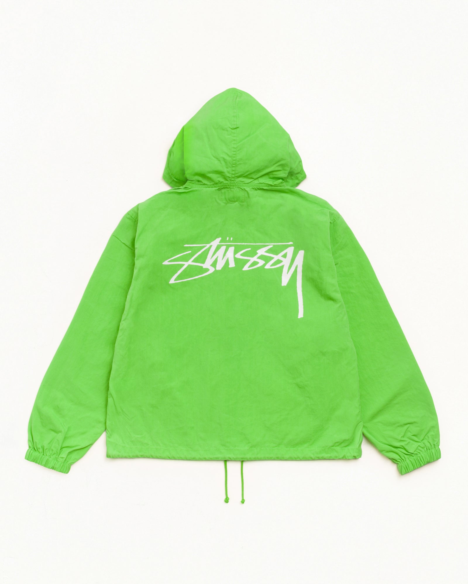 Waxed Cotton Beach Shell jacket in Kiwi with Stüssy logo back print | product-card-slider
