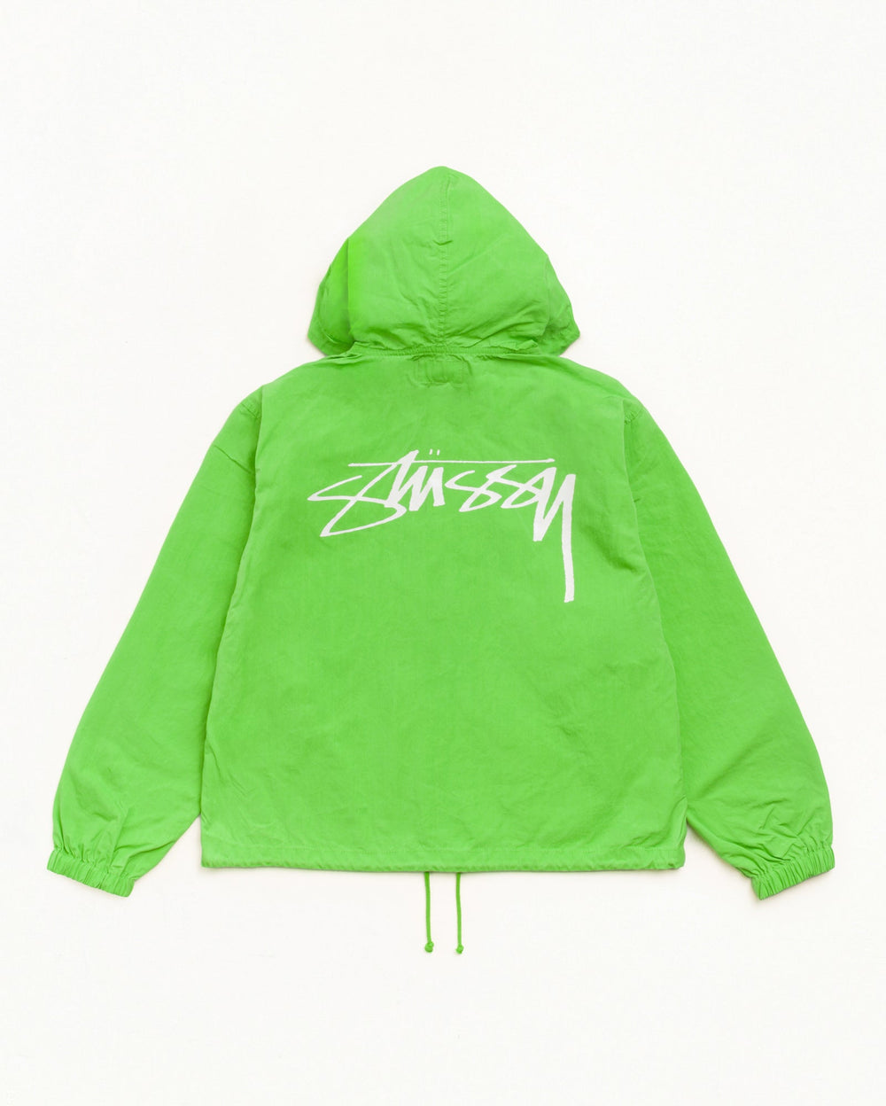 Waxed Cotton Beach Shell jacket in Kiwi with Stüssy logo back print | product-card-slider