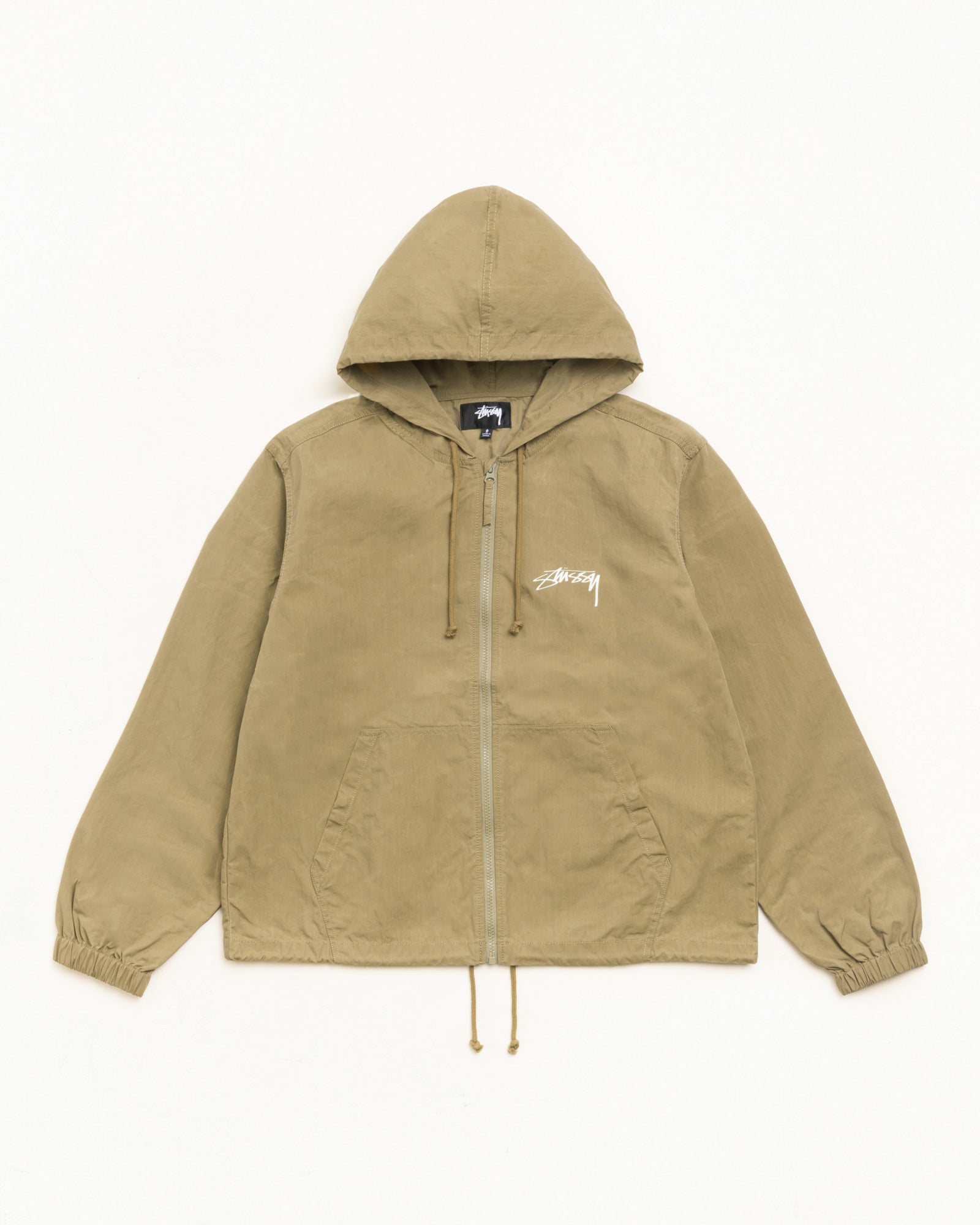 Waxed Cotton Beach Shell Jacket in Olive | hero:main:collection:new-arrivals,shirts,tops-shirts,all,tees,outerwear,denim,knits,accessories,sunglasses,hoodies,sweats,mens-hoodies-sweatshirts,shorts,pants,bottoms,crew-sweats,zip-ups,swim,sweatpants,graphics,lazy-tees,mens-swim,womens-swim,swim,basic-9twenty,button-ups,jerseys,thermals,shorts,trunks,cargos,denim-jeans,bottoms,bags,belts,wearables,gear,footwear,button-ups,basic-tops,jerseys, | product-card-slider