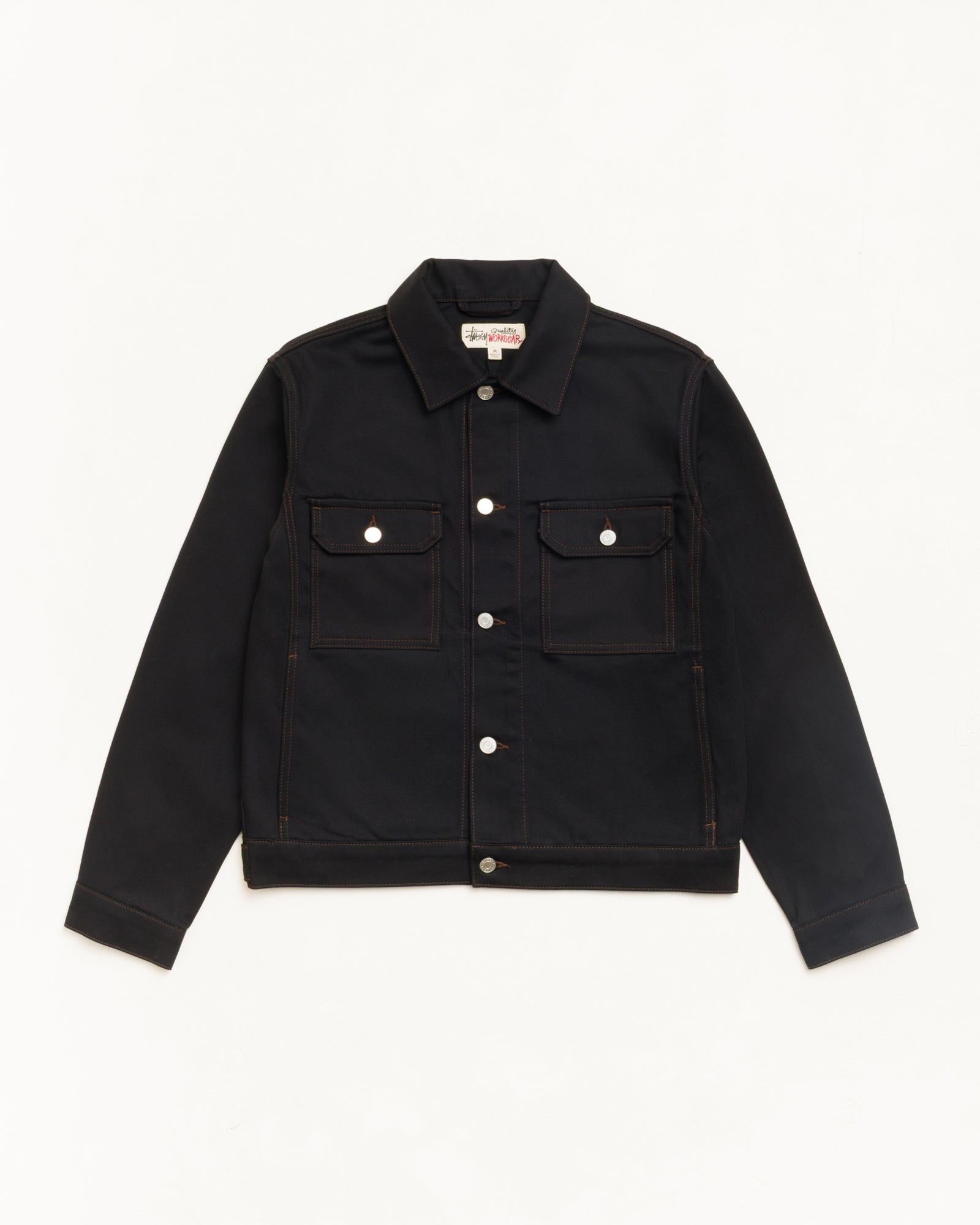 DENIM TRUCKER JACKET Outerwear in Raw Black Contrast Stitch | hero:main:collection:new-arrivals,shirts,tops-shirts,all,tees,outerwear,denim,knits,accessories,sunglasses,hoodies,sweats,mens-hoodies-sweatshirts,shorts,pants,bottoms,crew-sweats,zip-ups,swim,sweatpants,graphics,lazy-tees,swim,basic-9twenty,button-ups,shorts,cargos,denim-jeans,bottoms,bags,belts,wearables,gear,footwear,button-ups,basic-tops,jerseys,big-ol,classics,slim,jackets, | product-card-slider