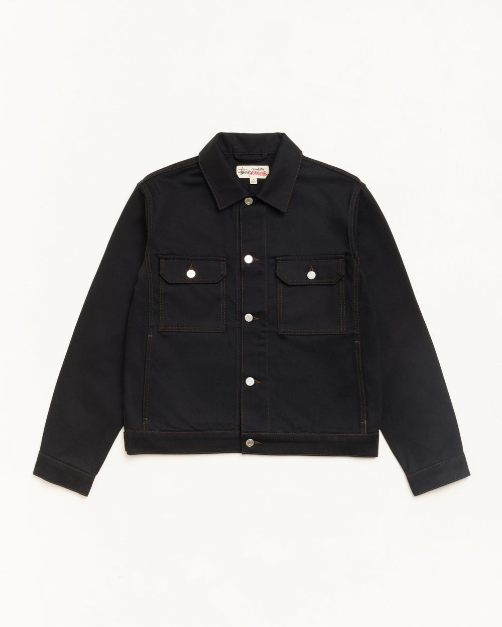 DENIM TRUCKER JACKET Outerwear in Raw Black Contrast Stitch | hero:main:collection:new-arrivals,shirts,tops-shirts,all,tees,outerwear,denim,knits,accessories,sunglasses,hoodies,sweats,mens-hoodies-sweatshirts,shorts,pants,bottoms,crew-sweats,zip-ups,swim,sweatpants,graphics,lazy-tees,swim,basic-9twenty,button-ups,shorts,cargos,denim-jeans,bottoms,bags,belts,wearables,gear,footwear,button-ups,basic-tops,jerseys,big-ol,classics,slim,jackets, | product-card-slider