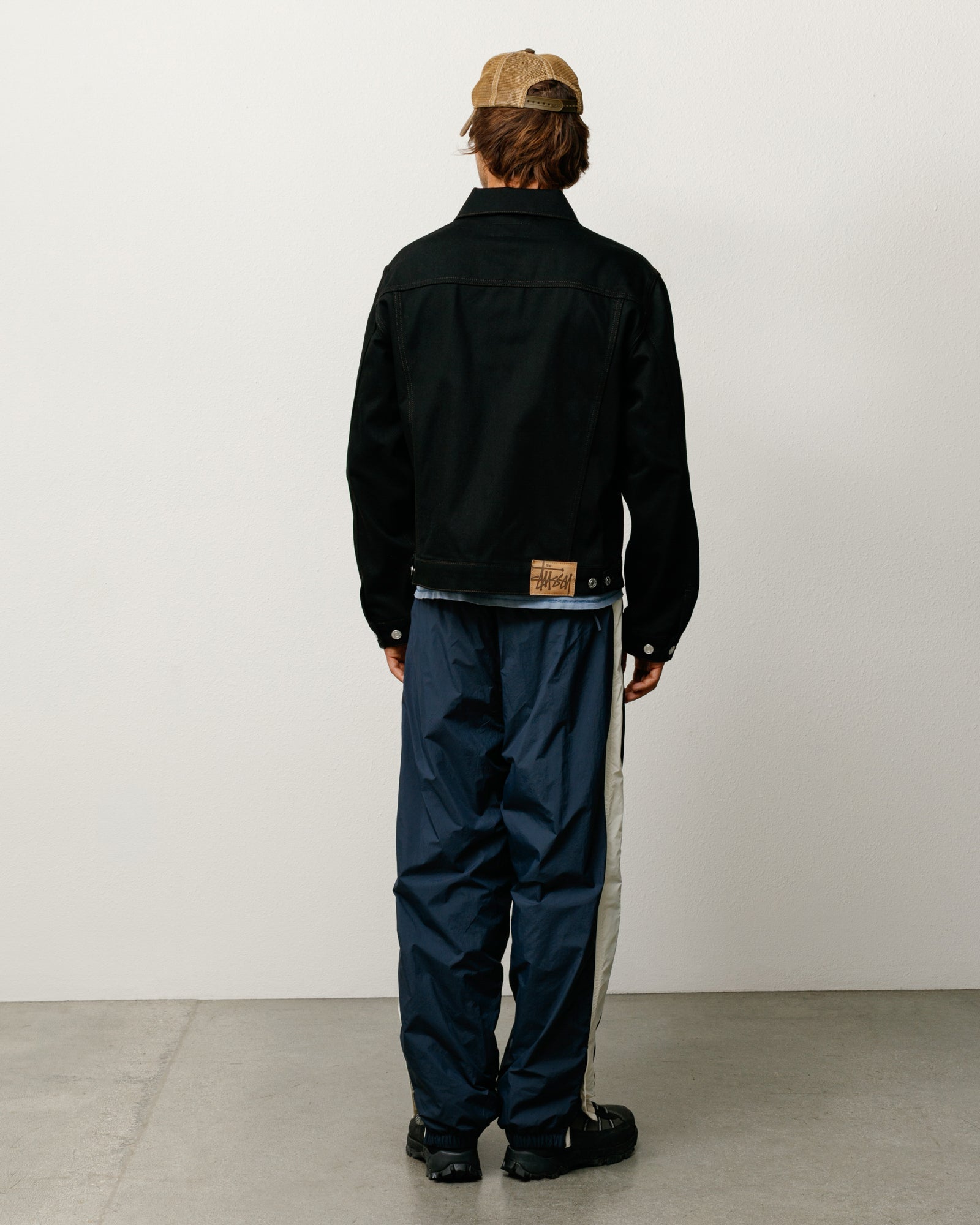 Stüssy Denim Trucker Jacket in Raw Black Contrast Stitch