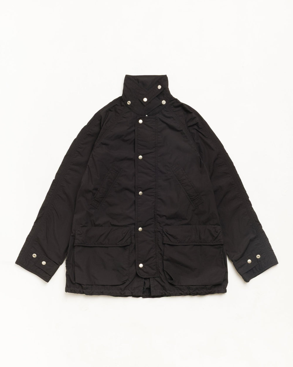 Lightweight long coat, unisex long-sleeve design in black | product-card-slider