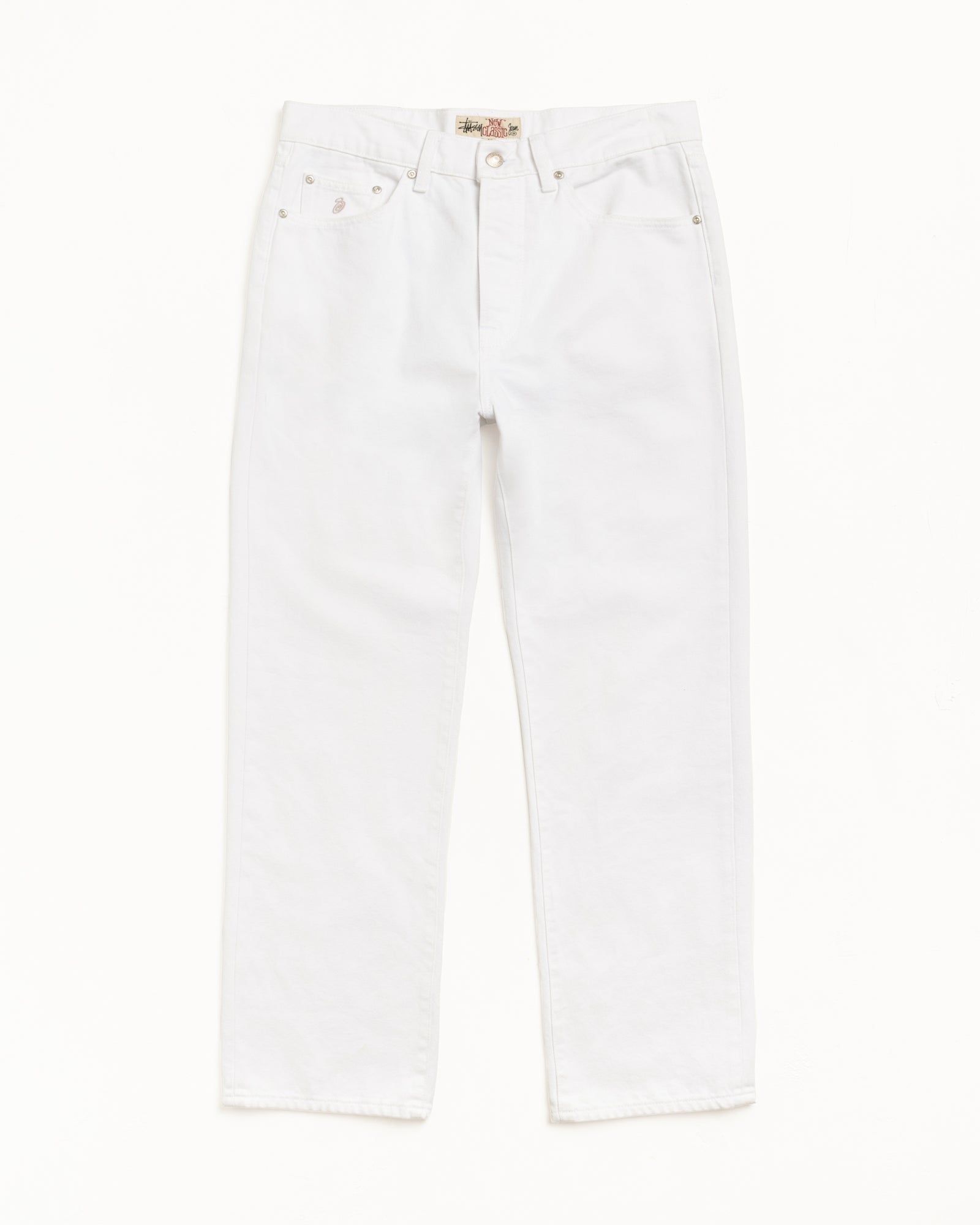 New Classic Jean Denim Mens Regular In White | hero:main:collection:new-arrivals,shirts,tops-shirts,all,tees,outerwear,denim,knits,accessories,sunglasses,hoodies,sweats,mens-hoodies-sweatshirts,shorts,pants,bottoms,crew-sweats,zip-ups,swim,sweatpants,graphics,lazy-tees,swim,basic-9twenty,button-ups,shorts,cargos,denim-jeans,bottoms,bags,belts,wearables,gear,footwear,button-ups,basic-tops,jerseys,big-ol,classics,slim,jackets, | product-card-slider