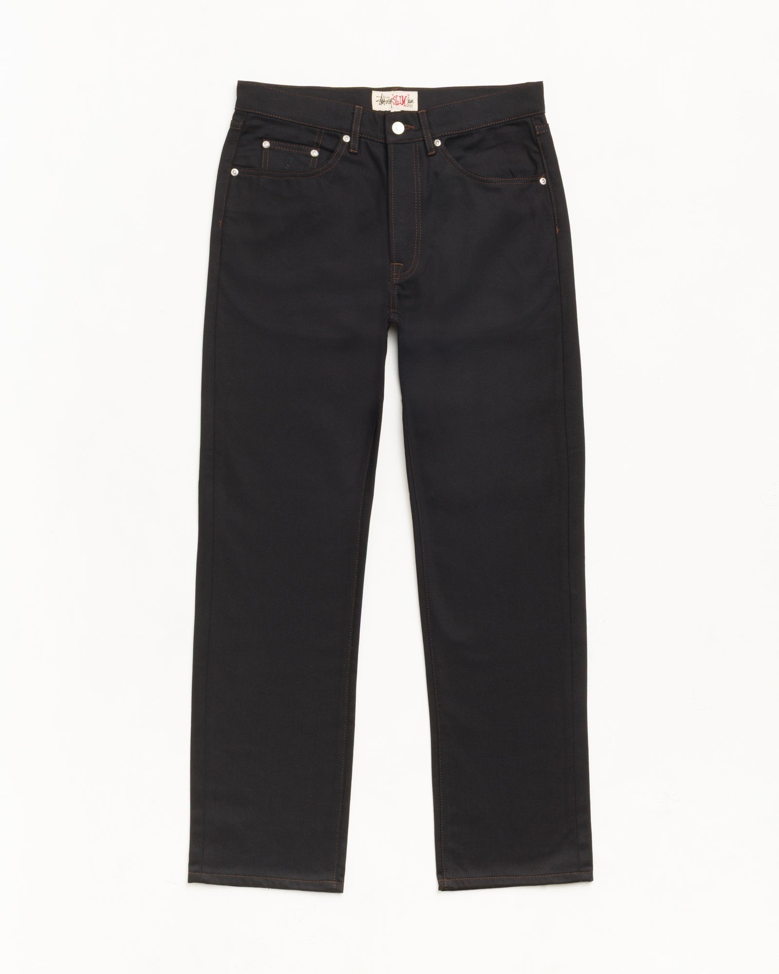Slim Jean Denim in the color Raw Black Contrast Stitch, unisex | hero:main:collection:new-arrivals,shirts,tops-shirts,all,tees,outerwear,denim,knits,accessories,sunglasses,hoodies,sweats,mens-hoodies-sweatshirts,shorts,pants,bottoms,crew-sweats,zip-ups,swim,sweatpants,graphics,lazy-tees,swim,basic-9twenty,button-ups,shorts,cargos,jeans,bottoms,bags,belts,wearables,gear,footwear,button-ups,basic-tops,jerseys,big-ol,classics,slim,jackets, | product-card-slider