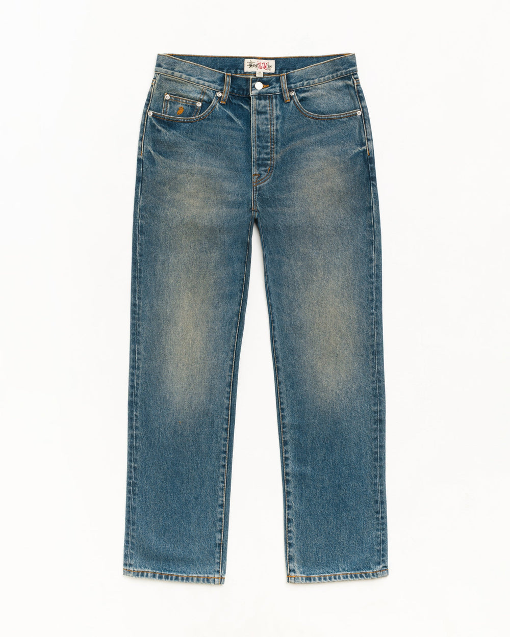 Stüssy Slim Jean Denim in the color Dark Wash Indigo | hero:main:collection:new-arrivals-3298660924,new-arrivals,shirts,tops-shirts,all,tees,outerwear,denim,knits,accessories,hoodies,sweats,shorts,pants,bottoms,crew-sweats,zip-ups,sweatpants,graphics,basic-9twenty,button-ups,shorts,cargos,jeans,bottoms,bags,belts,wearables,gear,footwear,button-ups,basic-tops,jerseys,big-ol,classics,slim,jackets, | product-card-slider
