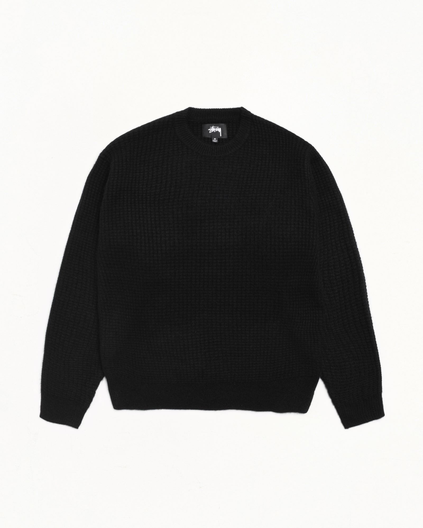 Waffle Cashmere Sweater Mens Long Sleeve In Black | hero:main:collection:new-arrivals,shirts,tops-shirts,all,tees,outerwear,denim,knits,accessories,sunglasses,hoodies,sweats,mens-hoodies-sweatshirts,shorts,pants,bottoms | product-card-slider