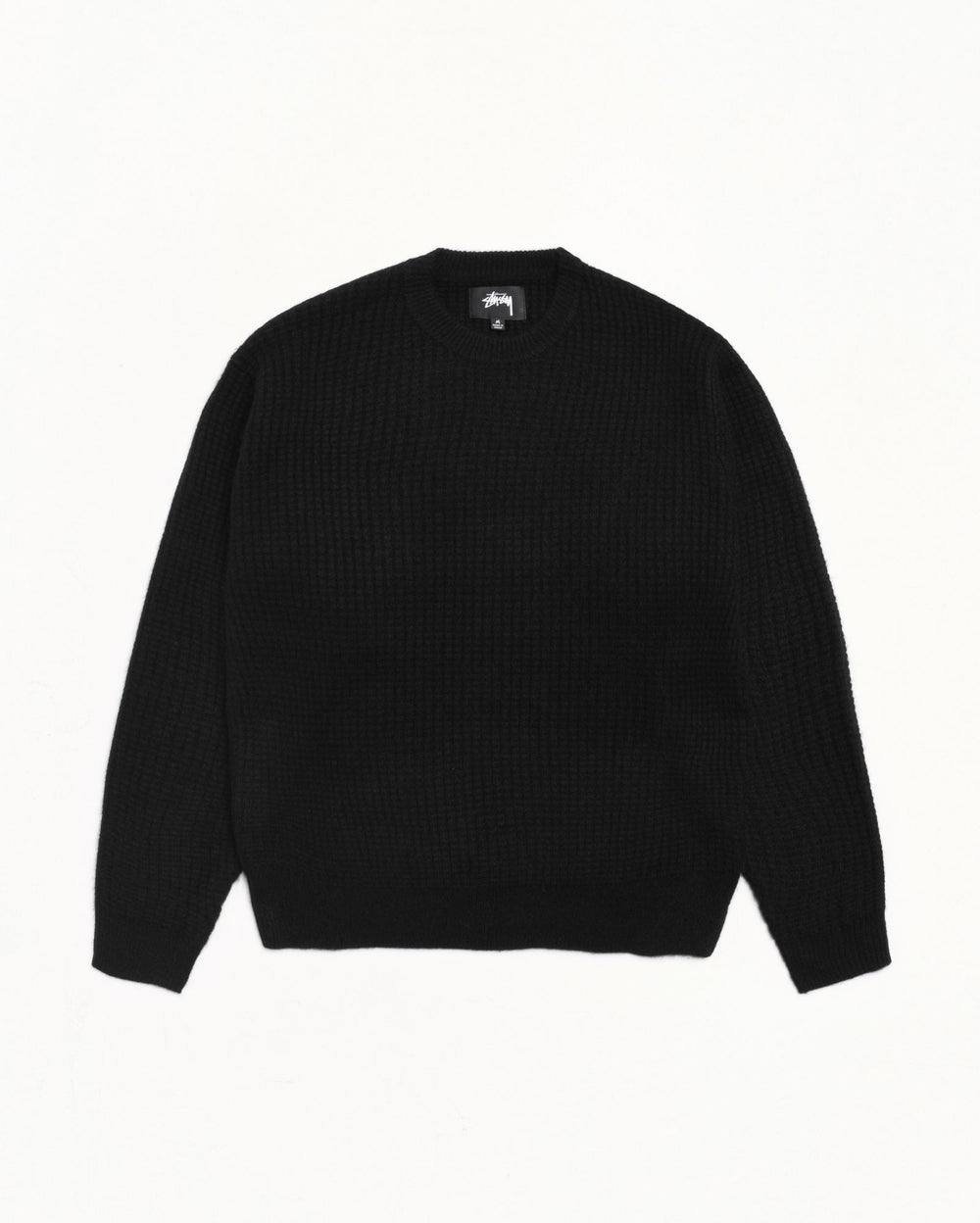 Waffle Cashmere Sweater Mens Long Sleeve In Black | hero:main:collection:new-arrivals,shirts,tops-shirts,all,tees,outerwear,denim,knits,accessories,sunglasses,hoodies,sweats,mens-hoodies-sweatshirts,shorts,pants,bottoms | product-card-slider