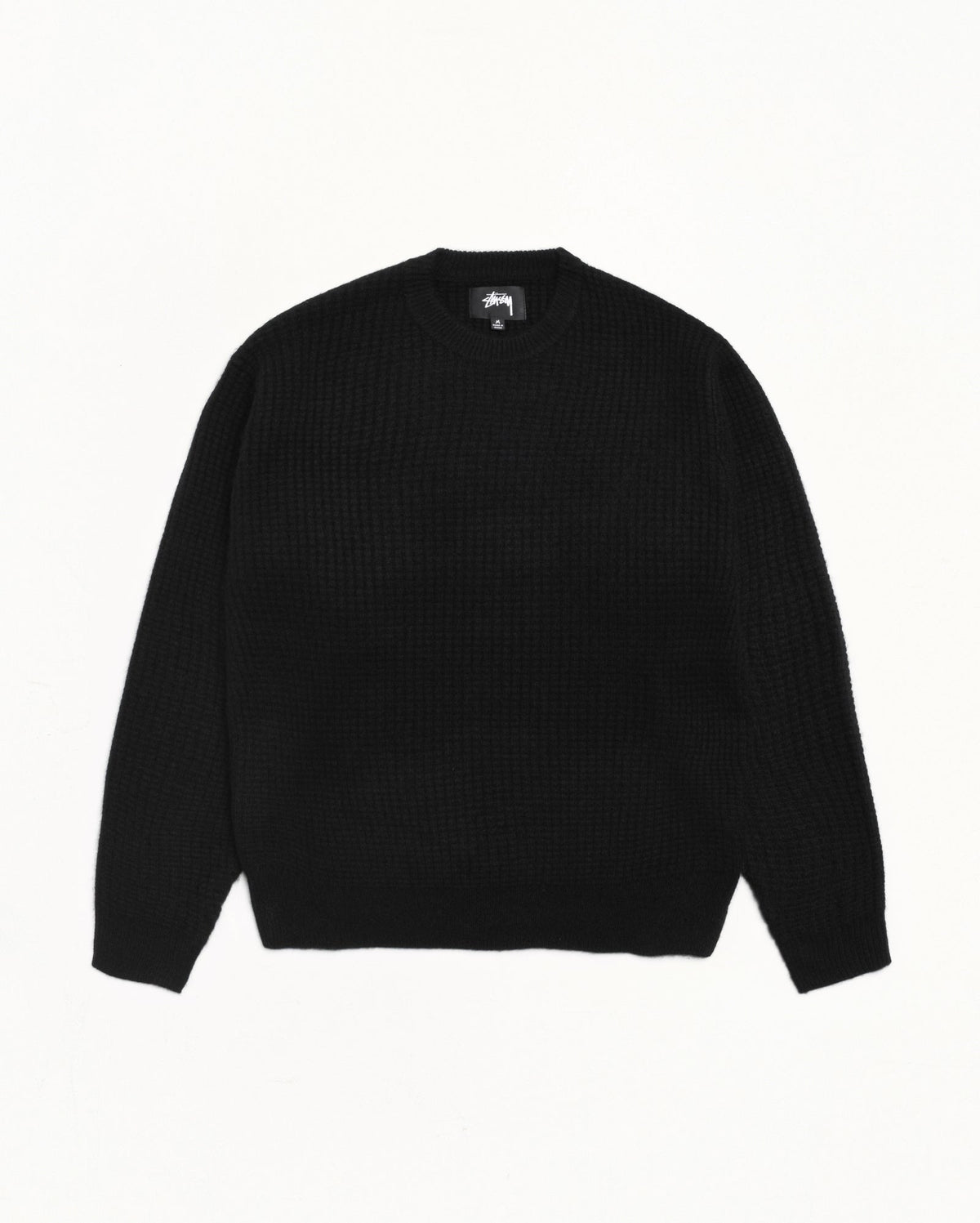 Waffle Cashmere Sweater Mens Long Sleeve In Black | hero:main:collection:new-arrivals,shirts,tops-shirts,all,tees,outerwear,denim,knits,accessories,sunglasses,hoodies,sweats,mens-hoodies-sweatshirts,shorts,pants,bottoms | product-card-slider