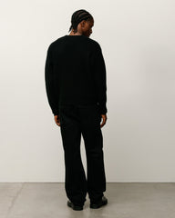 Waffle Cashmere Sweater Mens Long Sleeve In Black