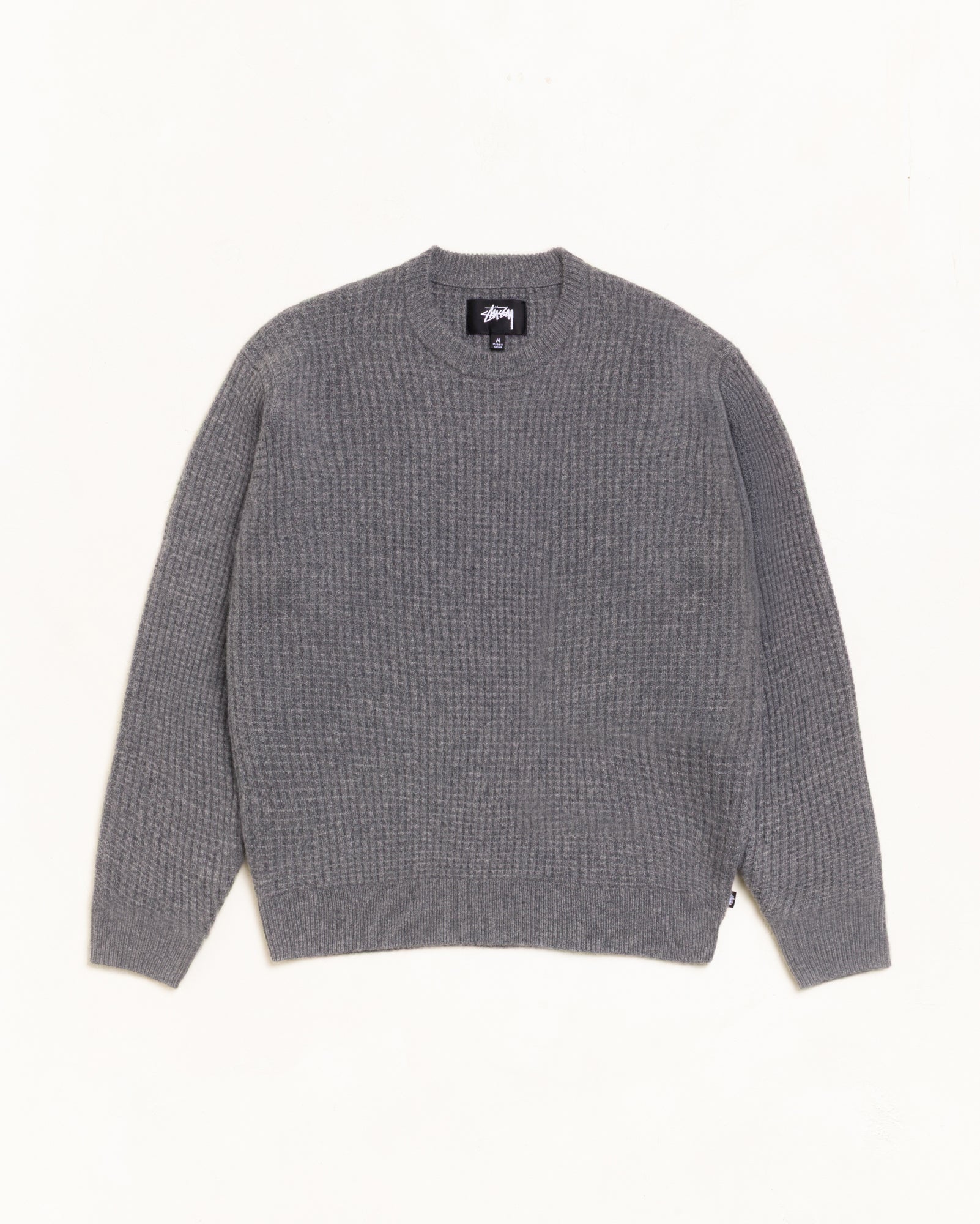 Waffle Cashmere Sweater Unisex Long Sleeve In Charcoal | hero:main:collection:new-arrivals,shirts,tops-shirts,all,tees,outerwear,denim,knits,accessories,sunglasses,hoodies,sweats,mens-hoodies-sweatshirts,shorts,pants,bottoms,crew-sweats,zip-ups,swim,sweatpants,graphics,lazy-tees,swim,basic-9twenty,button-ups,shorts,cargos,denim-jeans,bottoms,bags,belts,wearables,gear,footwear,button-ups,basic-tops,jerseys,big-ol,classics,slim,jackets,all, | product-card-slider