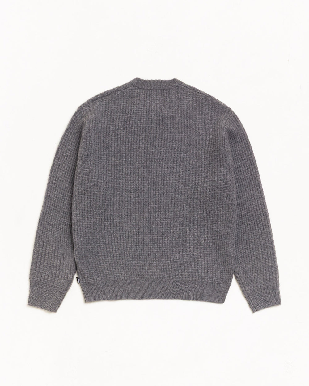 Waffle Cashmere Sweater Unisex Long Sleeve In Charcoal