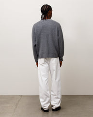 Waffle Cashmere Sweater Unisex Long Sleeve In Charcoal