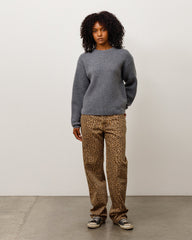 Waffle Cashmere Sweater Unisex Long Sleeve In Charcoal