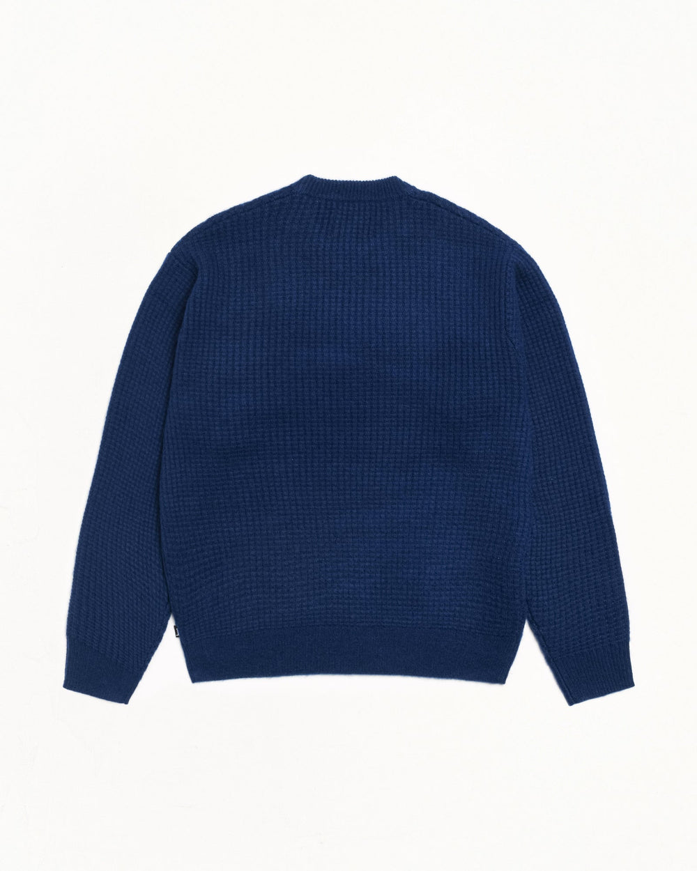 Waffle Cashmere Sweater Mens Long Sleeve In Navy