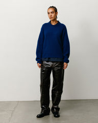 Waffle Cashmere Sweater Mens Long Sleeve In Navy | product-card-slider