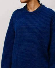 Waffle Cashmere Sweater Mens Long Sleeve In Navy