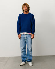 Waffle Cashmere Sweater Mens Long Sleeve In Navy