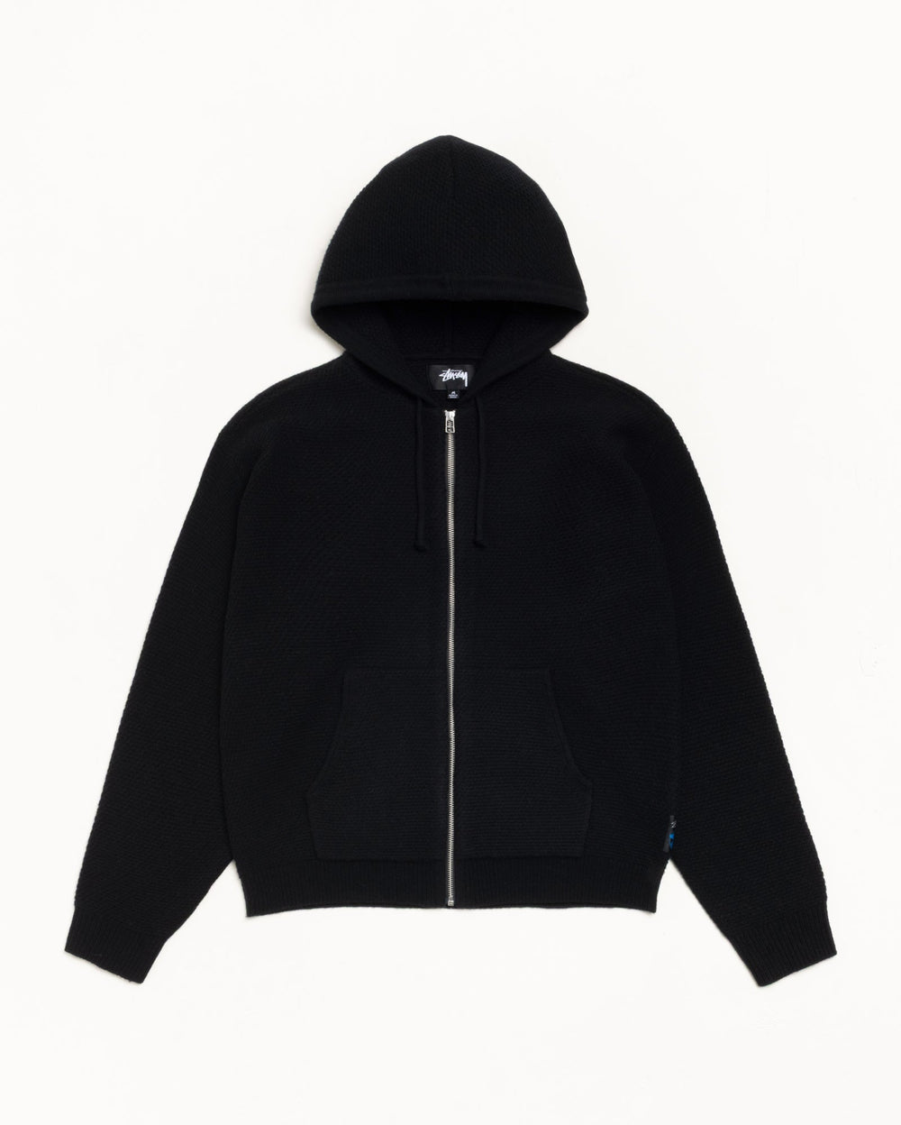 Textured Zip Hooded Sweater Mens Long Sleeve In Black | hero:main:collection:new-arrivals,shirts,tops-shirts,all,tees,outerwear,denim,knits,accessories,sunglasses,hoodies,sweats,mens-hoodies-sweatshirts,shorts,pants,bottoms | product-card-slider