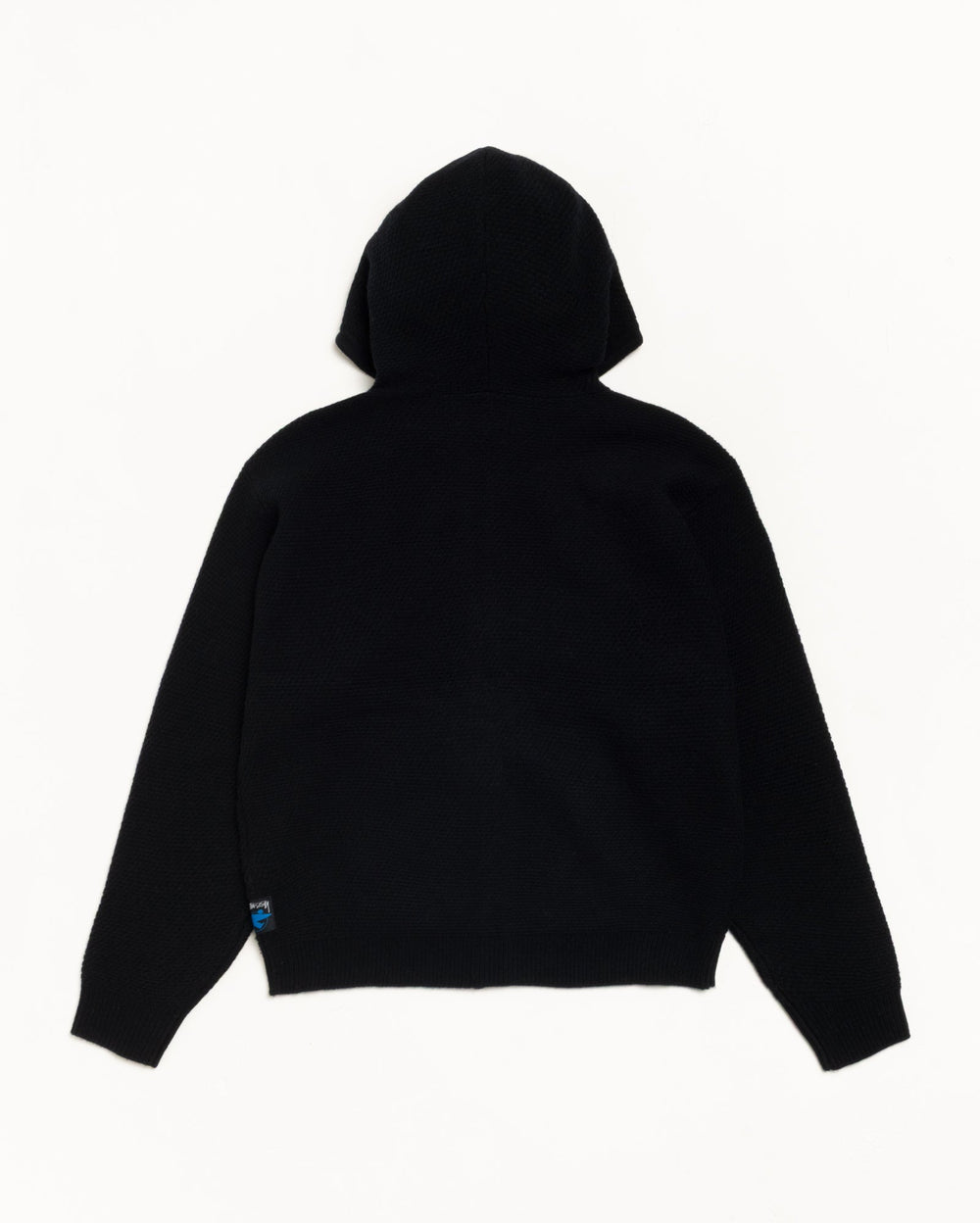 Textured Zip Hooded Sweater Mens Long Sleeve In Black