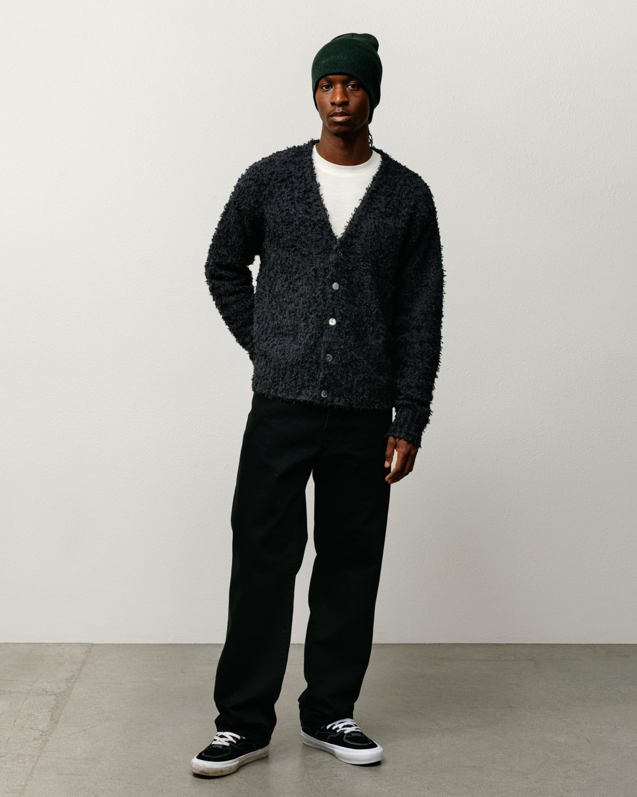 Textured Cardigan Mens Long Sleeve In Black | product-card-slider