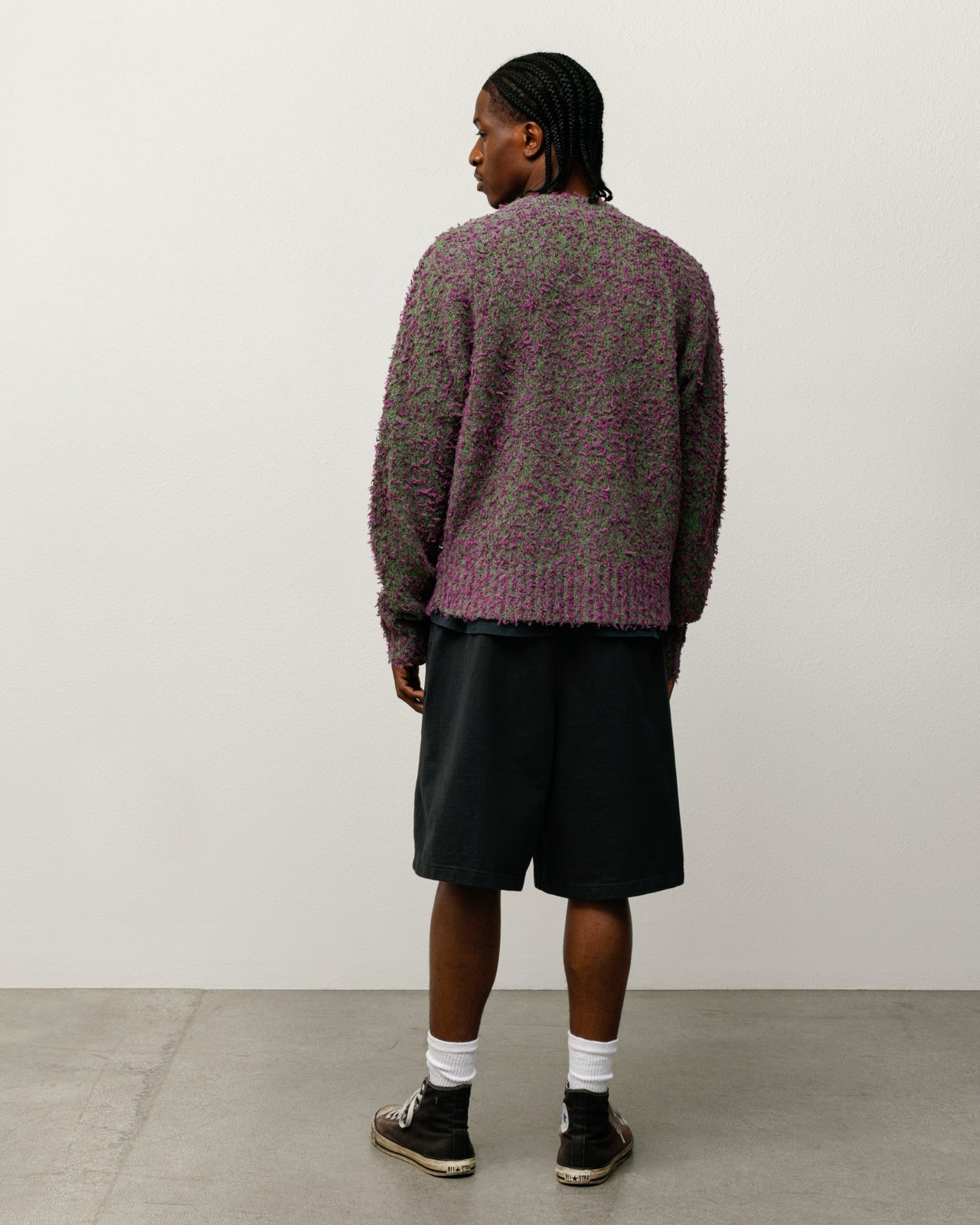 Textured Cardigan Mens Long Sleeve In Purple/green