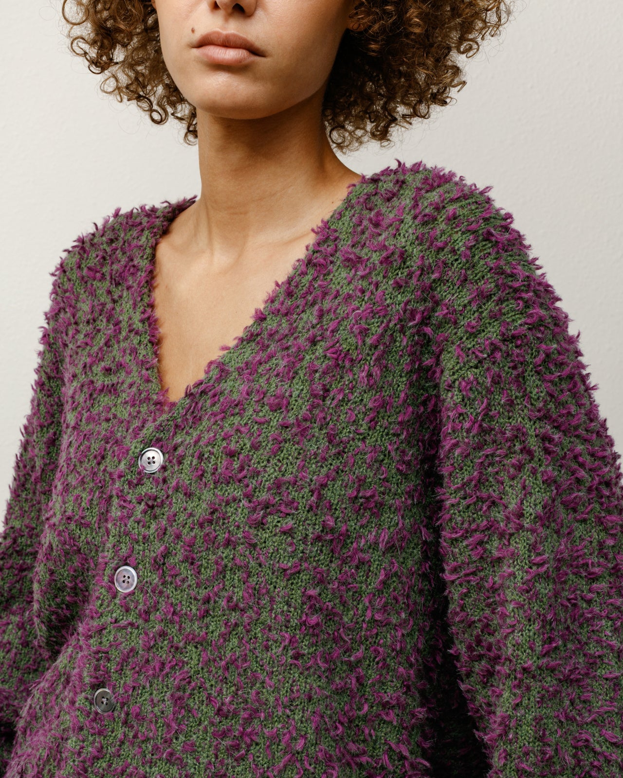 Textured Cardigan Mens Long Sleeve In Purple/green