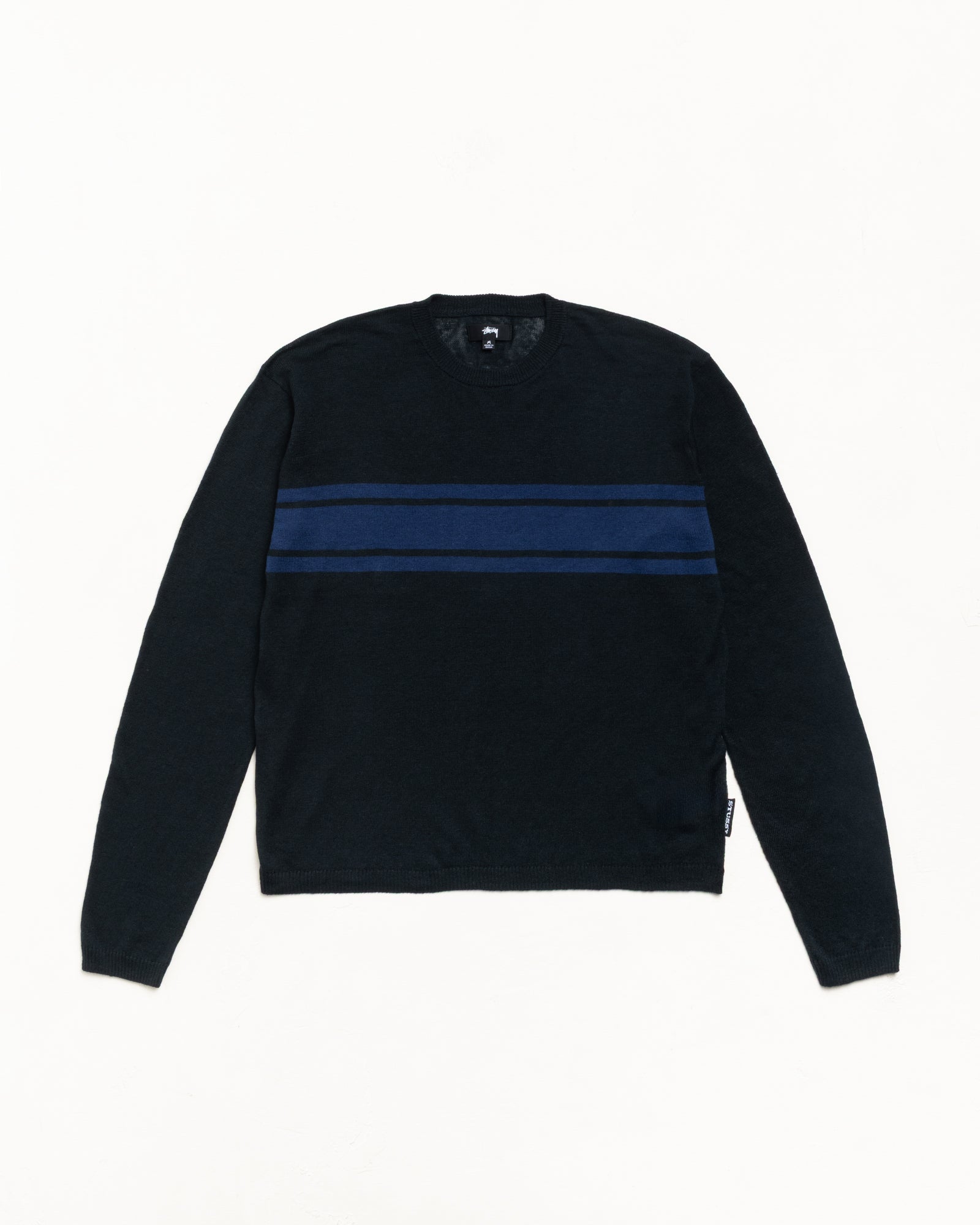 Lightweight Striped Sweater Pullover in the color Black | hero:main:collection:new-arrivals,shirts,tops-shirts,all,tees,outerwear,denim,knits,accessories,sunglasses,hoodies,sweats,mens-hoodies-sweatshirts,shorts,pants,bottoms,crew-sweats,zip-ups,swim,sweatpants,graphics,lazy-tees,mens-swim,womens-swim,swim,basic-9twenty,button-ups,jerseys,thermals,shorts,trunks,cargos,denim-jeans,bottoms,bags,belts,wearables,gear,footwear,button-ups,basic-tops,jerseys, | product-card-slider